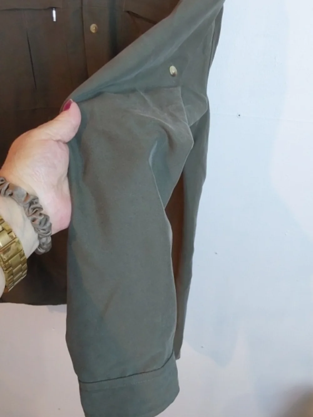 The North Face| Olive Green Tekware Hiking Shirt Zip Pockets Roll Tab Sleeves XL